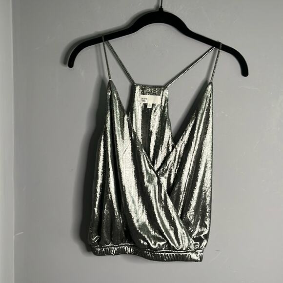 By the Way Silver Metallic Halter Strappy Wrap Style Top Size XS - Picture 6 of 6